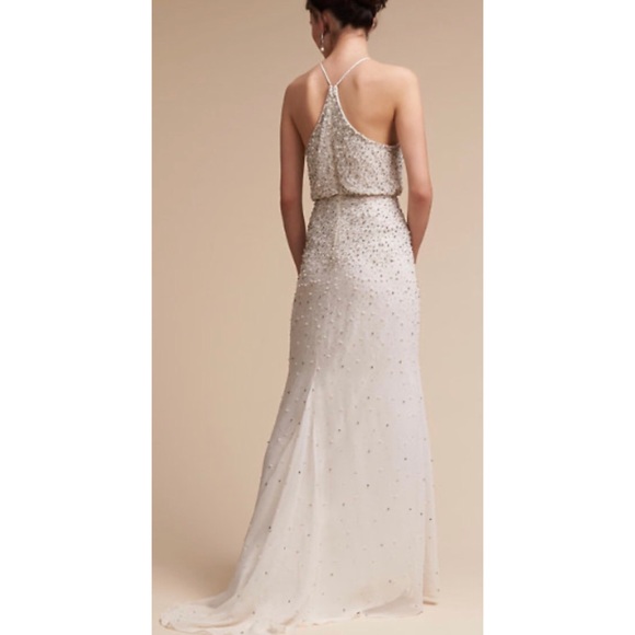 New BHLDN Rian 2 & 12 Off White Embellished Beads Pearls Chiffon Wedding Gown - Picture 7 of 10